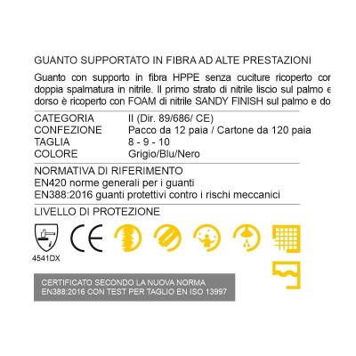 Guanti Flexibo Ultragrip s870 Supporto in fibra HPPE