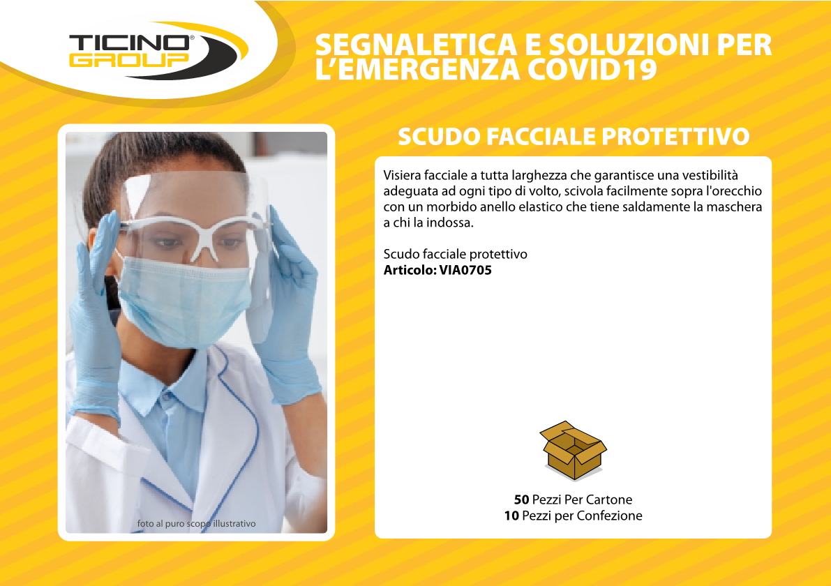 Scudo facciale protettivo anti corona virus