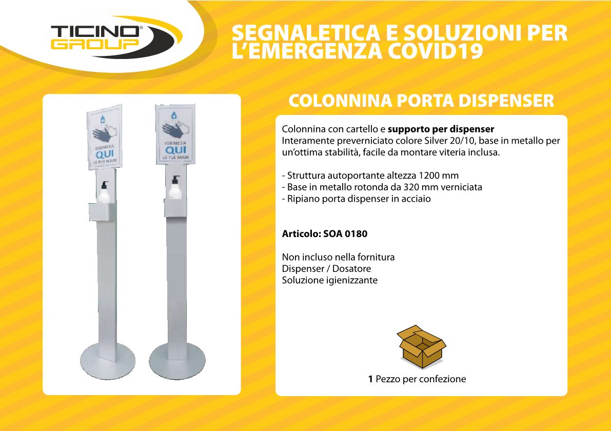 Colonnina porta dispenser con segnaletica